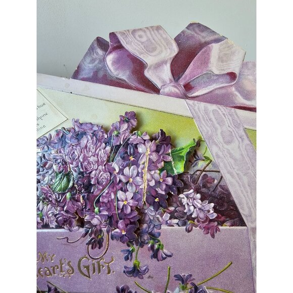 Antique 1905 Valentine's Day card international art publ flower lily Valentine c - Picture 3 of 8